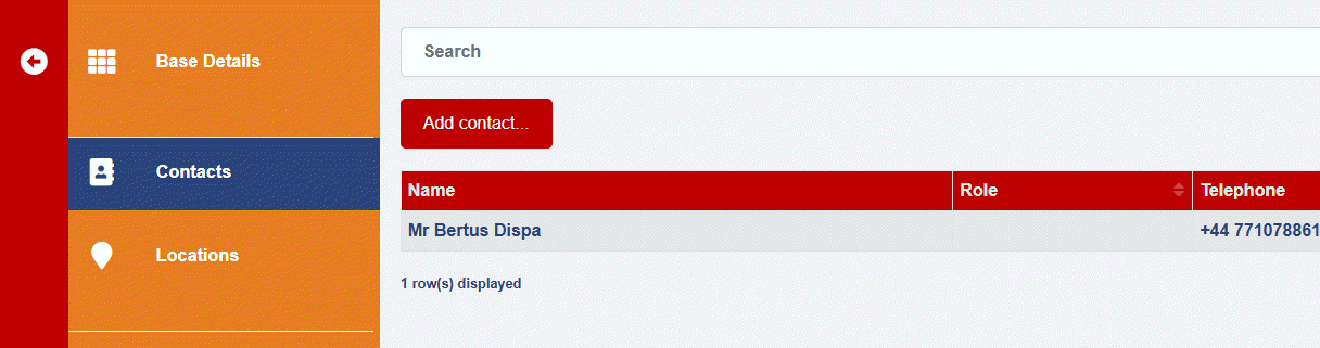 Contacts in a dossier