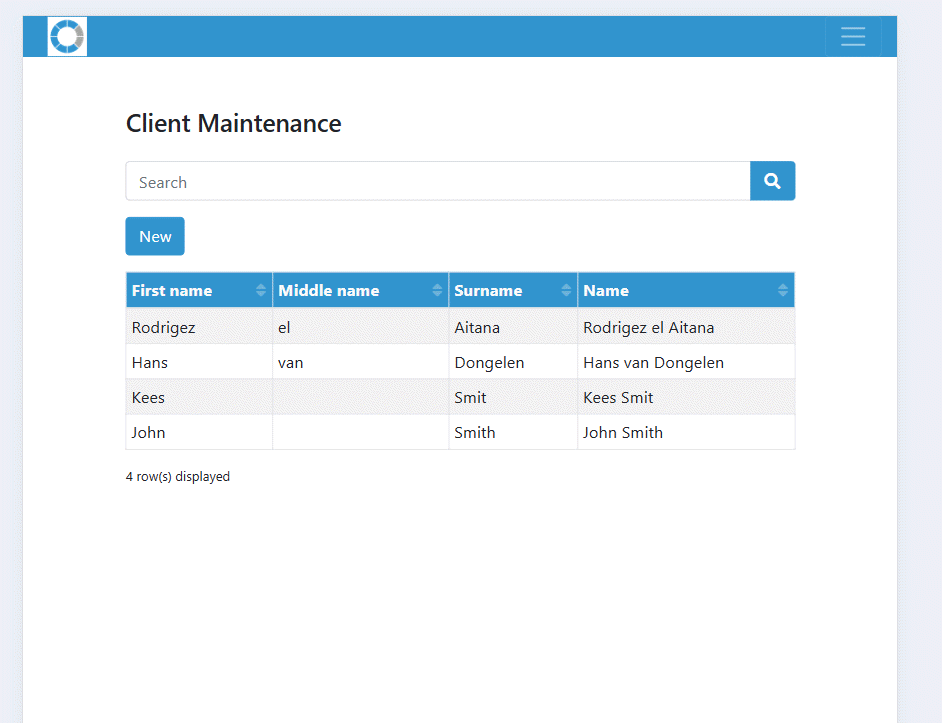 Example main menu responsive