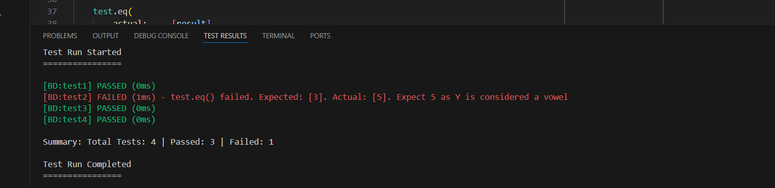 Test output